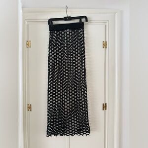 Zara Black Fish Net Beach Cover Up Maxi Skirt